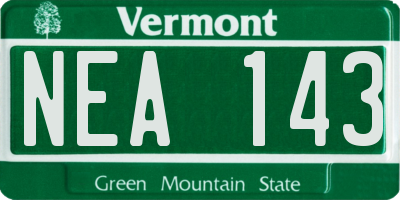 VT license plate NEA143