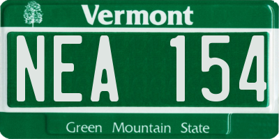 VT license plate NEA154