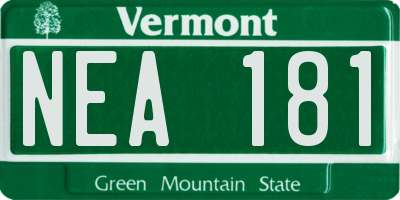 VT license plate NEA181