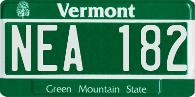 VT license plate NEA182