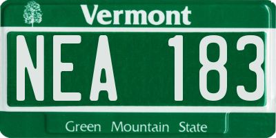 VT license plate NEA183