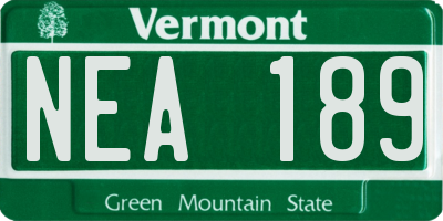 VT license plate NEA189