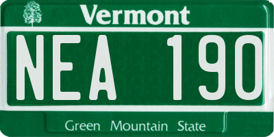 VT license plate NEA190