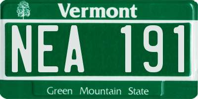 VT license plate NEA191