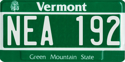 VT license plate NEA192