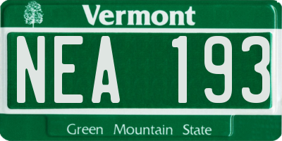 VT license plate NEA193