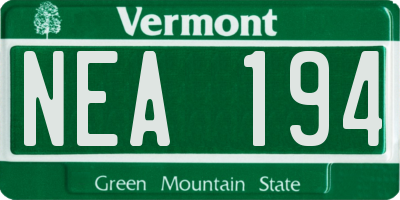 VT license plate NEA194