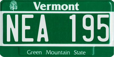 VT license plate NEA195