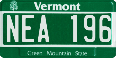 VT license plate NEA196