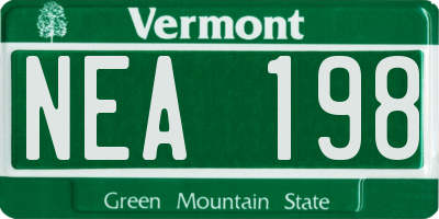 VT license plate NEA198