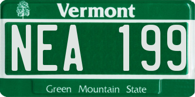 VT license plate NEA199