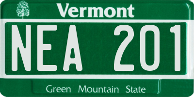 VT license plate NEA201