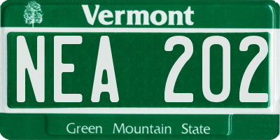VT license plate NEA202