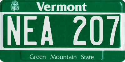 VT license plate NEA207