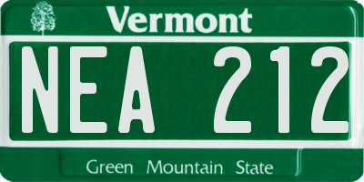 VT license plate NEA212