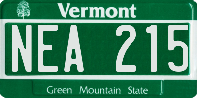VT license plate NEA215