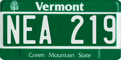 VT license plate NEA219