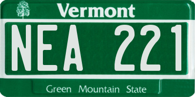 VT license plate NEA221