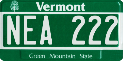 VT license plate NEA222