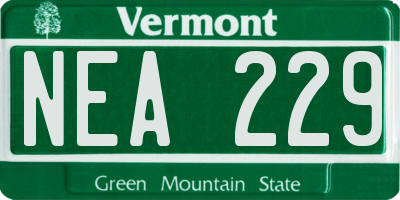 VT license plate NEA229