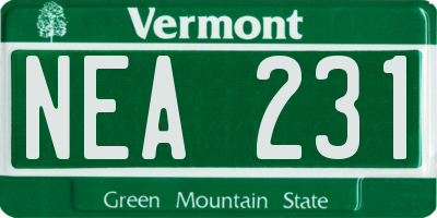 VT license plate NEA231
