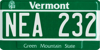 VT license plate NEA232