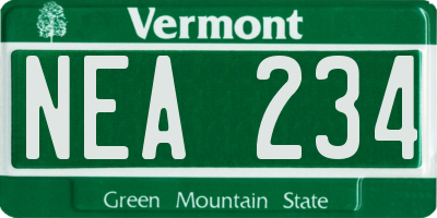 VT license plate NEA234