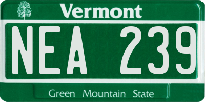 VT license plate NEA239