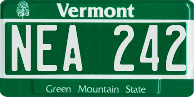 VT license plate NEA242