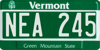 VT license plate NEA245