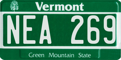 VT license plate NEA269