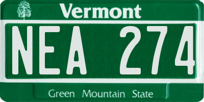 VT license plate NEA274