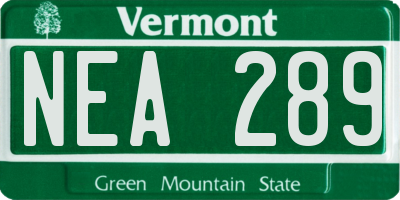 VT license plate NEA289
