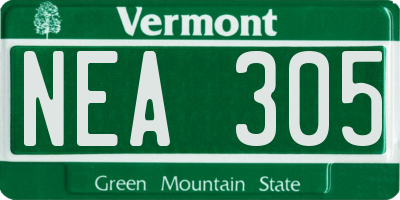 VT license plate NEA305