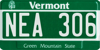 VT license plate NEA306
