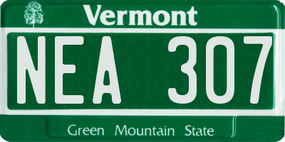 VT license plate NEA307