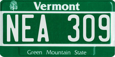 VT license plate NEA309