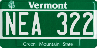VT license plate NEA322