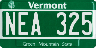 VT license plate NEA325