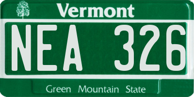 VT license plate NEA326