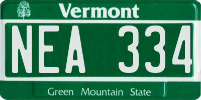 VT license plate NEA334