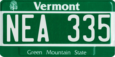 VT license plate NEA335