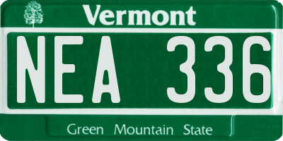 VT license plate NEA336