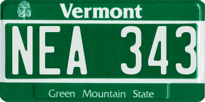 VT license plate NEA343