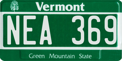 VT license plate NEA369