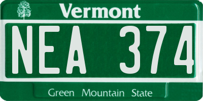 VT license plate NEA374