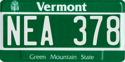 VT license plate NEA378