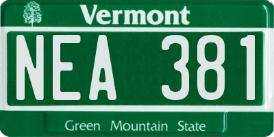 VT license plate NEA381