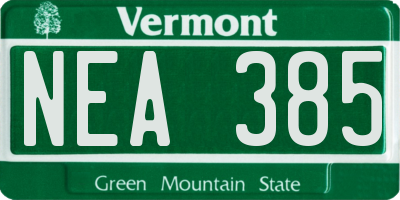 VT license plate NEA385