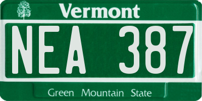 VT license plate NEA387